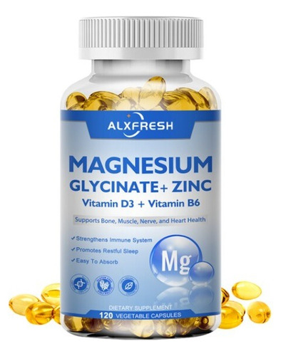 Magnesio Glicinato Zinc Vitamina D3 B6 Compuesto Top 120caps