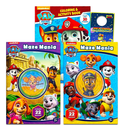 Conjunto De Libros De Laberinto Y Colorear Paw Patrol