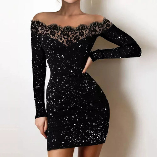 Vestidos De Lentejuelas De Encaje Sin Tirantes Para Mujer