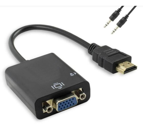 Mini Adaptador Conversor Hdmi P/ Vga Transmite Áudio E Vídeo