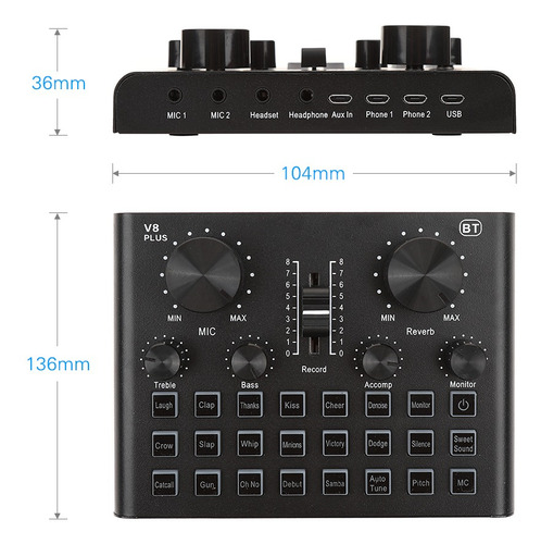 Imagen 8 de 8 de Mini Tarjeta De Sonido Externa Compatible Con Bt Volumen De