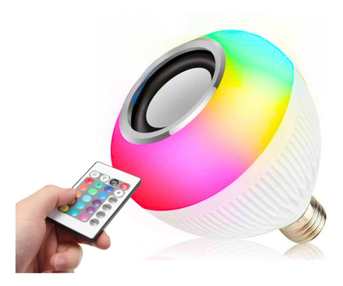 Lampada Musical Caixa Som Bluetooth Led Rgb Com Controle E27