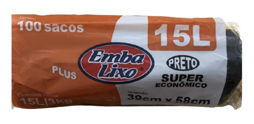 Imagem 2 de 2 de Saco De Lixo Embalixo 15 Litros Super Economico 100 Unidades