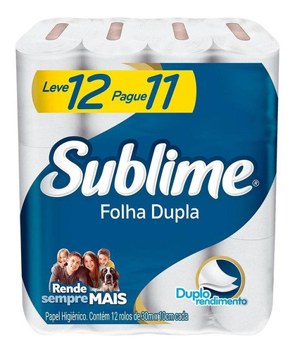 Papel Higienico Folha Dupla Sublime Softys L12p11 Rolos