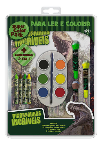 Livro Infantil Colorir Dinossauros Super Color Pack
