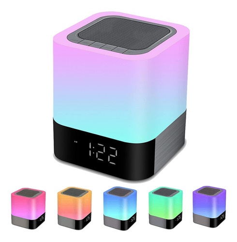 Luces Nocturnas Con Altavoz Bluetooth, Reloj Despertador Blu