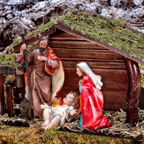 Belén Estable Para Navidad, Decoración De Madera