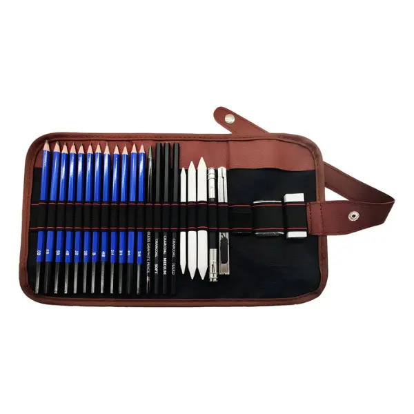 Set De Lápices De Dibujo Difuminadores Borradores Con Estuche 25 Piezas Gaero Shop Dibujo Profesional Grafito