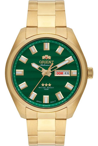Relógio Orient Automático Dourado Verde 469gp076fe1kx + Nfe