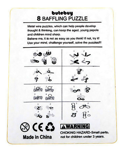 Juego Mental Iq Test De Metal Wire Puzzles, Juego Mental, Ro