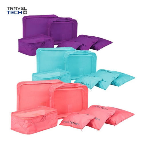 Imagen 2 de 4 de Set Organizador Valija Viaje Bolso 6 Pza Ordenador Estampado