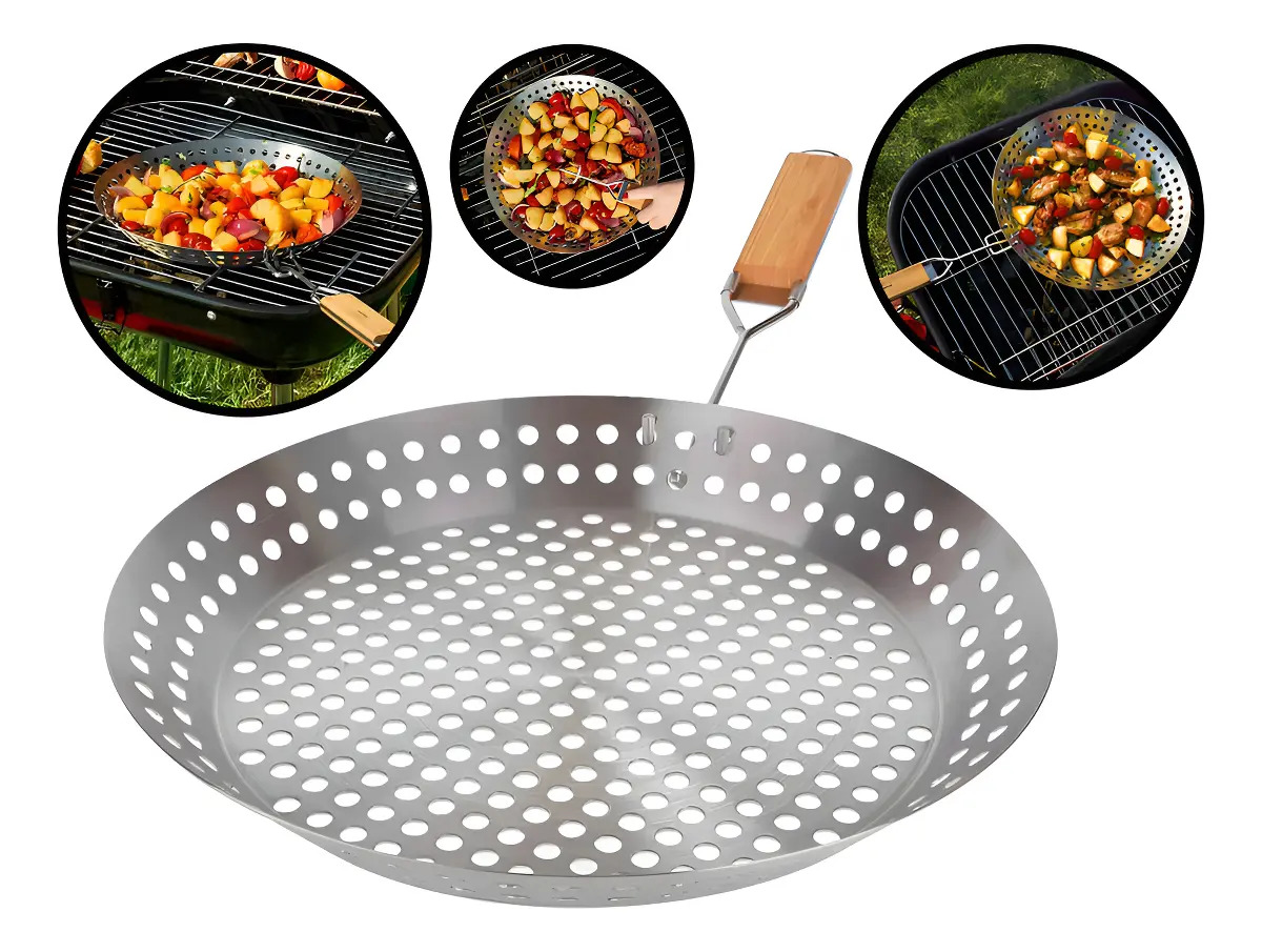 Panela Frigideira Grelhar Em Churrasqueira Inox 30cm - Mor