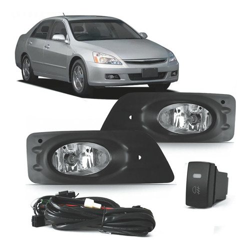 Kit Farol De Milha Accord 2006 2007 Com Grade Preto