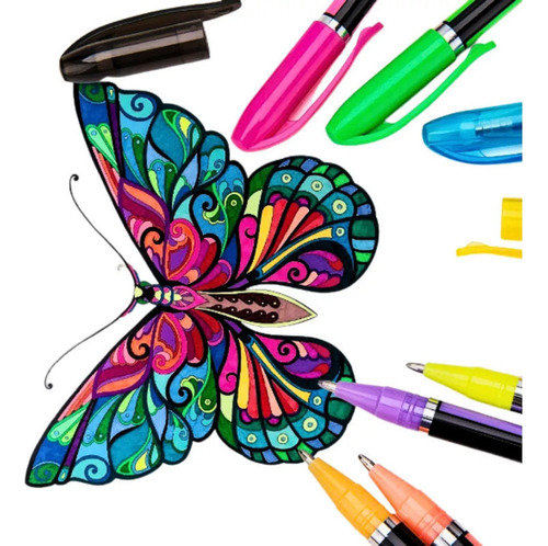 Kit 48 Caneta Cores Glitter Canetinha Escola