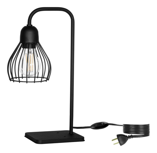 Lámpara Velador Jaula Moderna Ferrolux Negro Rosca Común