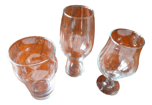 Pack De 3 Vasos Cerveceros De Diseño - Vidrio Fino
