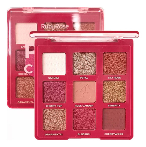 Ruby Rose Paleta De Sombras Pink Cherry 9 Cores Hb-e2202 Pink Cherry