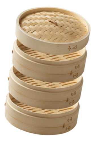 Cesta De Bambú Para Cocinar Al, Vaporera De 30 Cm 3 Niveles