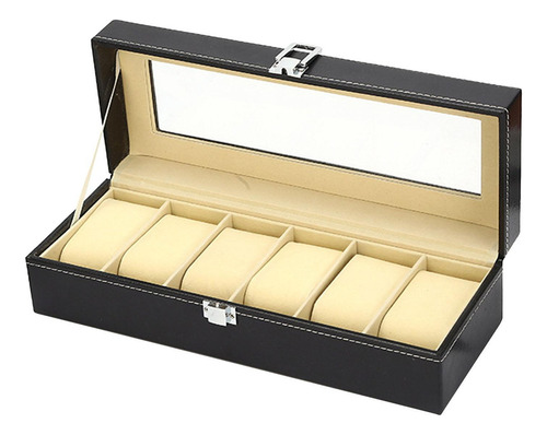 Organizador De Caja De Reloj, Caja De 6 Ranuras 30x11x8cm