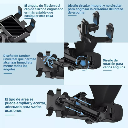 Soporte Para Teléfono Con Espejo Retrovisor Giratorio De 360
