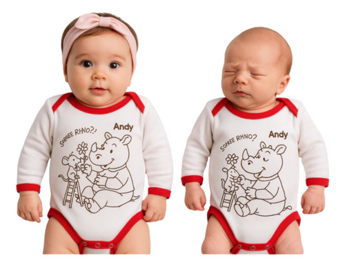 Body Bebe Team Rino - Tienda De Mimos Blanco 1-3 M Estampado