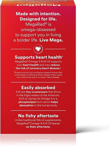 Mega Red Omega-3 Krill Oil 500mg 80 Softgels Sabor Sin Sabor