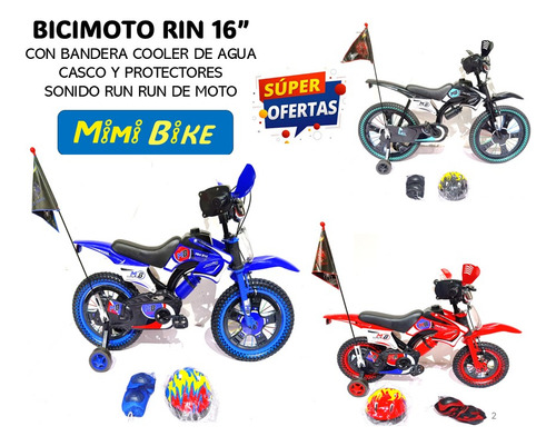 Bicicleta Moto Bicimoto Rin 16 Casco Y Protectores Sonido