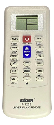Control Remoto Aire Acondicionado Para Sanyo Noblex Philco