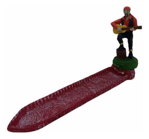 Incensário Régua Cigano Vermelho Em Resina 24 Cm