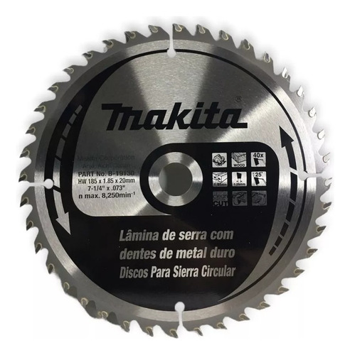 Disco Sierra Circular Makita B-19130 185mm 7 1/4 40dt