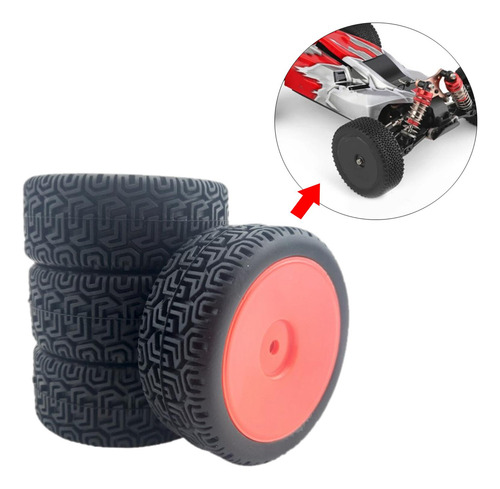 4 Paquetes De Neumáticos De Goma Rc 66mm Para Rojo Rojo