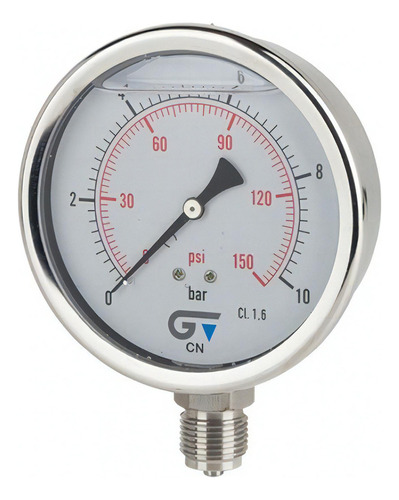Manometro Genebre Caja Inox. 100mm R1/2 0-6 Bar. 3824 006