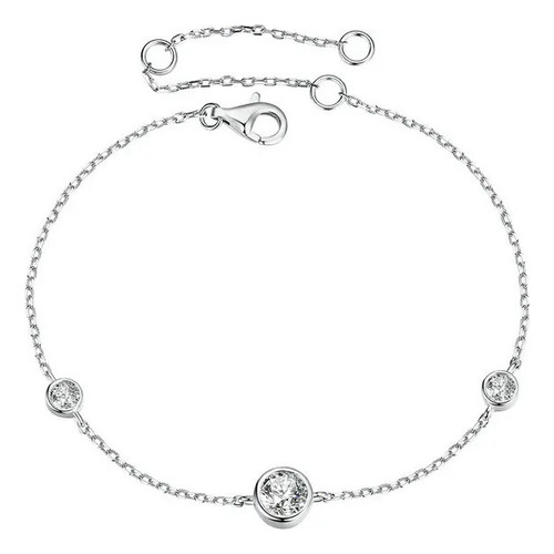 925 Pulsera Cadena Moissanite Estrella Incrustaciones .