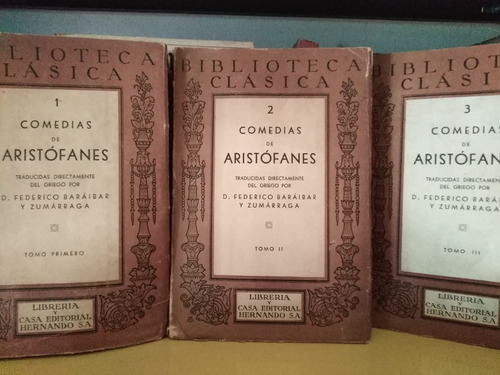 Comedias 3 Tomos - Aristófanes -sólo Envíos