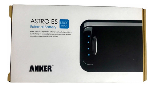 Cargador Bateria Externa Anker Astro E5 Usb 15000 Mah Negra