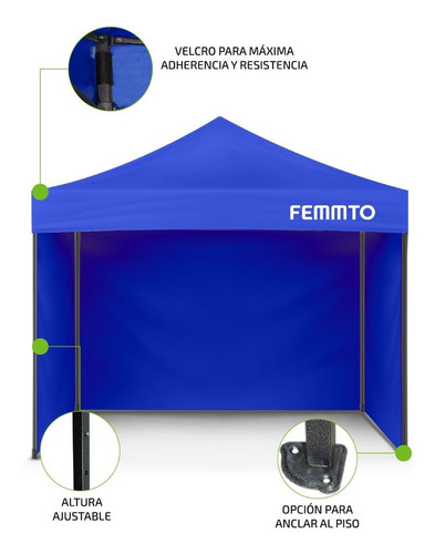 Gazebo 3x3 Autoarmable Plegable Reforzado Exterior C Paredes Color Azul