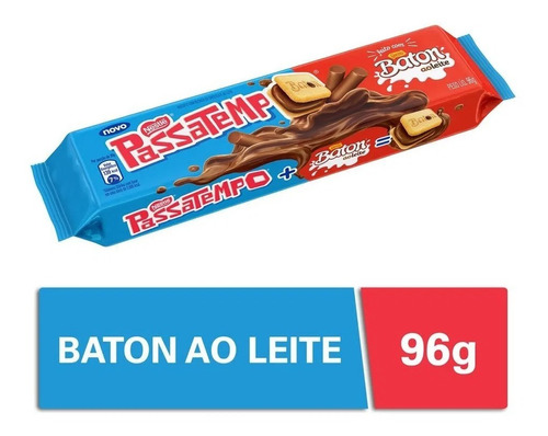 Biscoito Passatempo Recheado Baton Ao Leite Nestle 96g