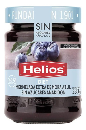 3 Pza Mermelada De Mora Azul Helios Diet Sin Gluten 280 G