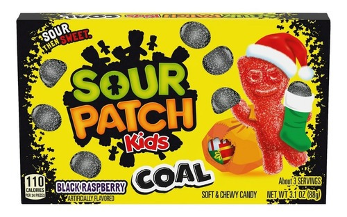 Dulces Sour Patch Kids Coal Edicion Navidad 88g Americano