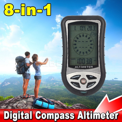 Altimetro Barometro 8 En 1 Teloj Termometro Brujula Digital