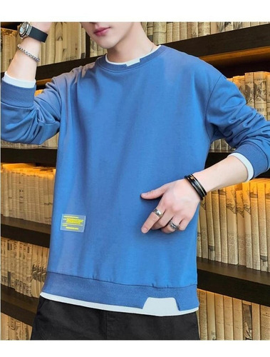 Playera De Manga Larga Con Cuello Redondo Para Hombre