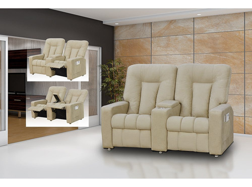 Poltrona Do Papai Reclinável Jetta 2 Lugares Matrix Cor Suede Penna Bege