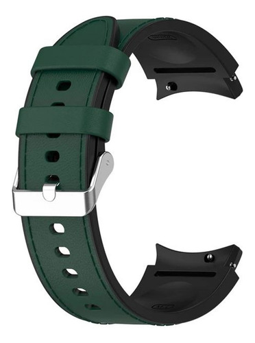 Malla Cuero Silicona Para Samsung Watch 4 5 6 7 40-44mm Verde 2 Cm