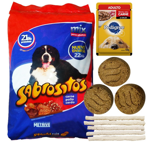 Imagen 1 de 2 de Comida Perro Adulto Sabrositos Mix Carnes 20 + 2 Kg + Regalo