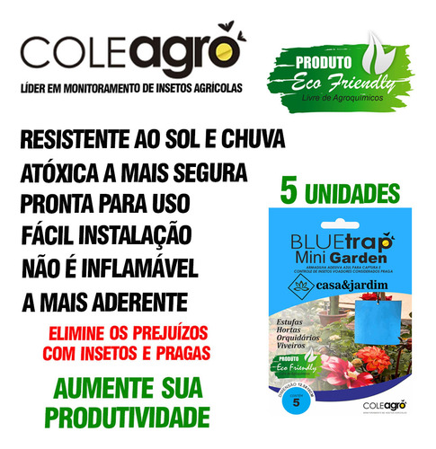 Armadilha Azul Adesiva Mata Trips Mini Garden C/ 30unidades