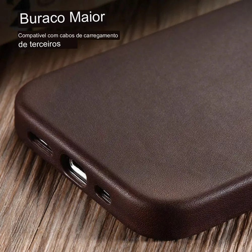 Sun Capa Magsafe Para iPhone 13 Normal Luxuosa Couro Genuíno