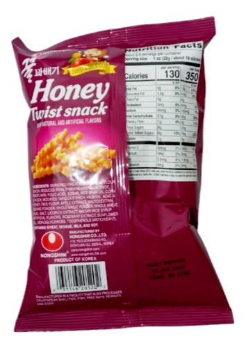 Honey Twist Botana Dulce Coreana. 2 Bolsas.