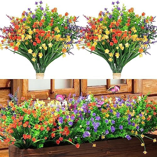 12 Paquetes De Flores Artificiales Para Exteriores, Resisten