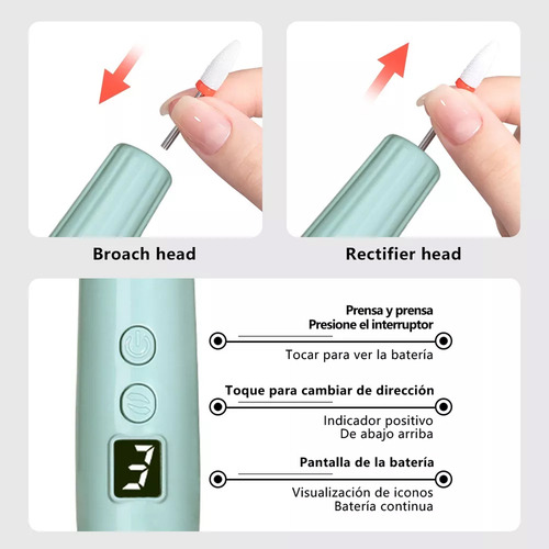 Pulidor Esmeril Taladro De Uñas Eléctrico Recargable
