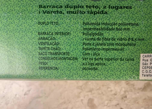 Barraca Duplo Teto 2 Pessoas